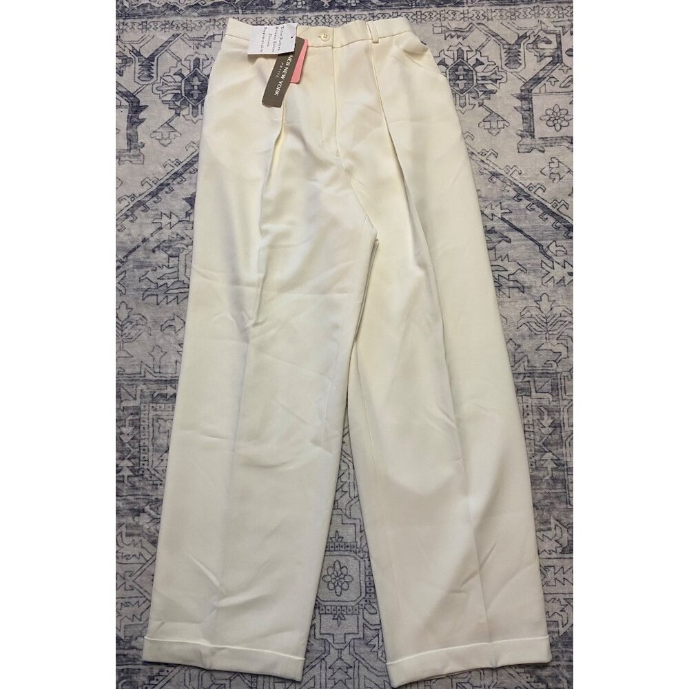 Vtg Jones New York Petite Womens Ivory Dress Pants Size 8‎ Petite Lined Trousers